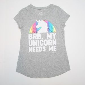 Justice BRB My Unicorn Needs Me Tee Size 10
